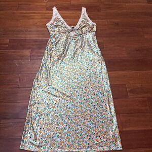 NWT Wild Fable Satin Floral Lace Trim Maxi Slip Dress| XXL